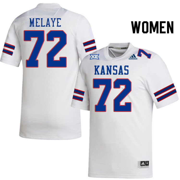 Women #72 Kinbati Melaye Kansas Jayhawks College Football Jerseys Stitched Sale-White